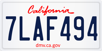 CA license plate 7LAF494