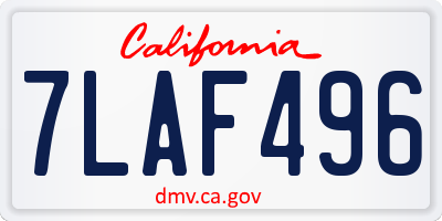 CA license plate 7LAF496