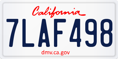 CA license plate 7LAF498
