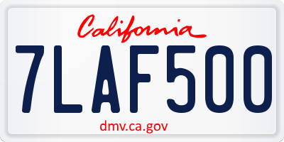 CA license plate 7LAF500