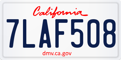 CA license plate 7LAF508