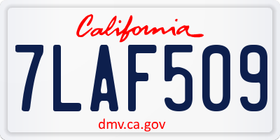 CA license plate 7LAF509