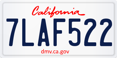 CA license plate 7LAF522