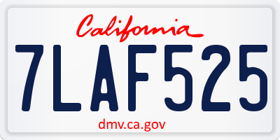 CA license plate 7LAF525