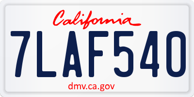 CA license plate 7LAF540