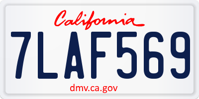 CA license plate 7LAF569