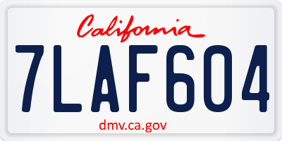 CA license plate 7LAF604