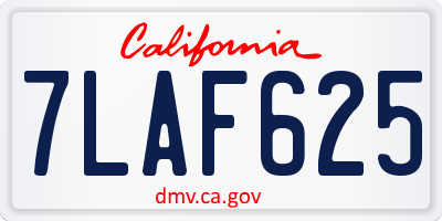 CA license plate 7LAF625