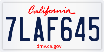 CA license plate 7LAF645
