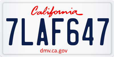 CA license plate 7LAF647