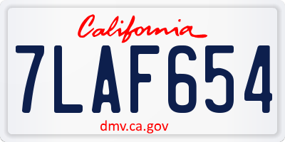 CA license plate 7LAF654
