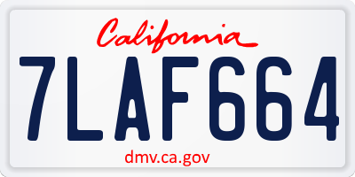 CA license plate 7LAF664