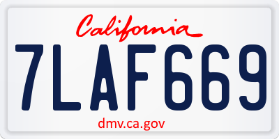 CA license plate 7LAF669