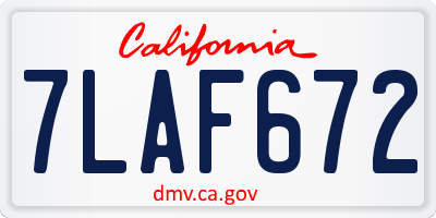 CA license plate 7LAF672
