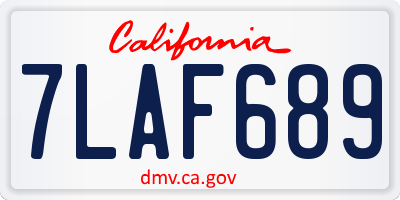 CA license plate 7LAF689
