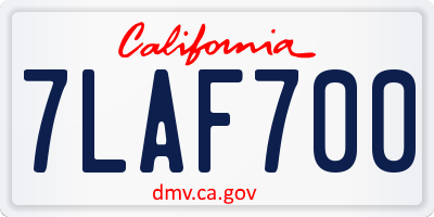 CA license plate 7LAF700