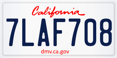 CA license plate 7LAF708