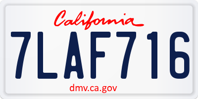 CA license plate 7LAF716