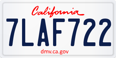 CA license plate 7LAF722