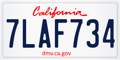 CA license plate 7LAF734