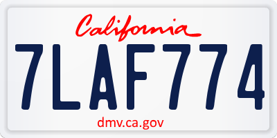 CA license plate 7LAF774