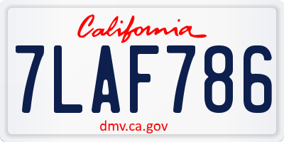 CA license plate 7LAF786