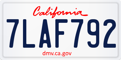 CA license plate 7LAF792