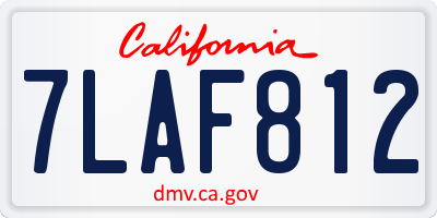 CA license plate 7LAF812