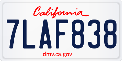 CA license plate 7LAF838
