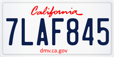 CA license plate 7LAF845