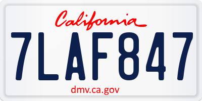 CA license plate 7LAF847