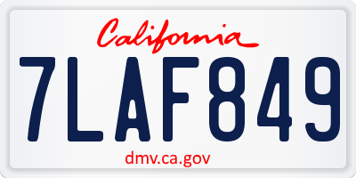 CA license plate 7LAF849