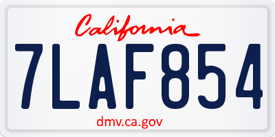 CA license plate 7LAF854