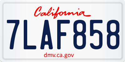CA license plate 7LAF858