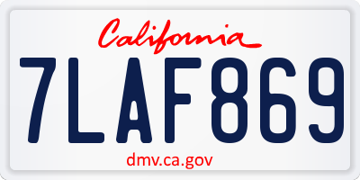CA license plate 7LAF869