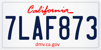 CA license plate 7LAF873