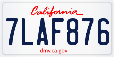 CA license plate 7LAF876
