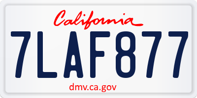 CA license plate 7LAF877