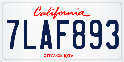 CA license plate 7LAF893