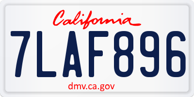 CA license plate 7LAF896