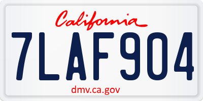 CA license plate 7LAF904
