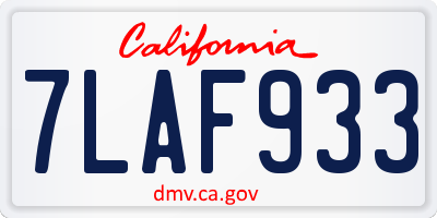 CA license plate 7LAF933