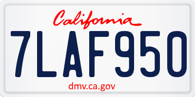 CA license plate 7LAF950