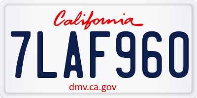 CA license plate 7LAF960