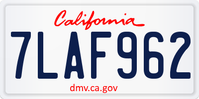 CA license plate 7LAF962