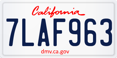 CA license plate 7LAF963
