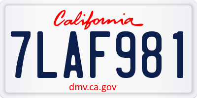CA license plate 7LAF981