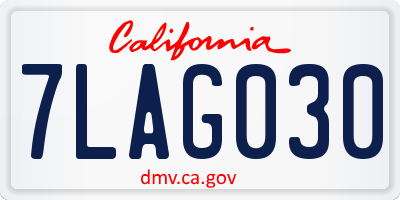 CA license plate 7LAG030