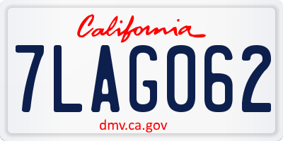 CA license plate 7LAG062