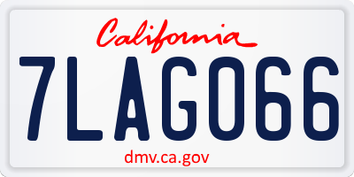 CA license plate 7LAG066